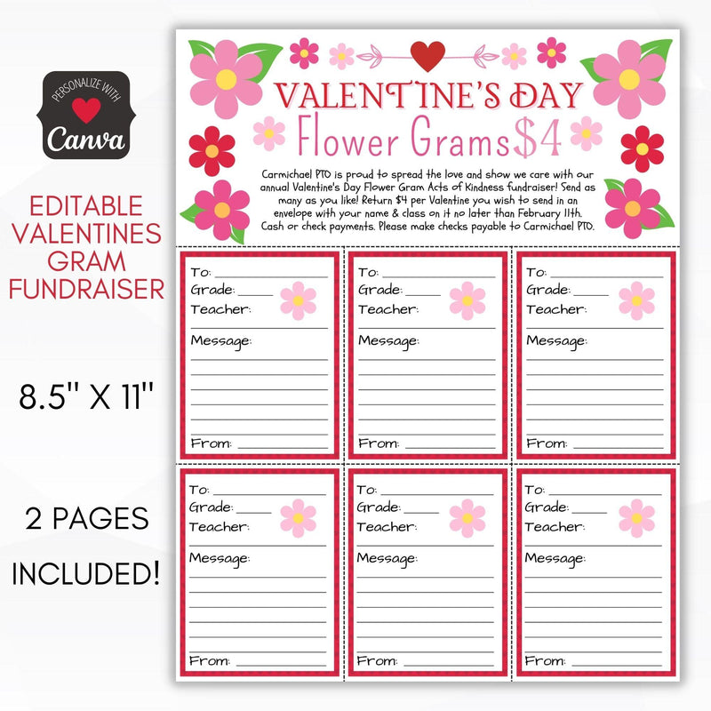 valentines flower gram fundraiser