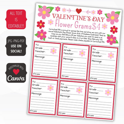 editable flower grams fundraiser