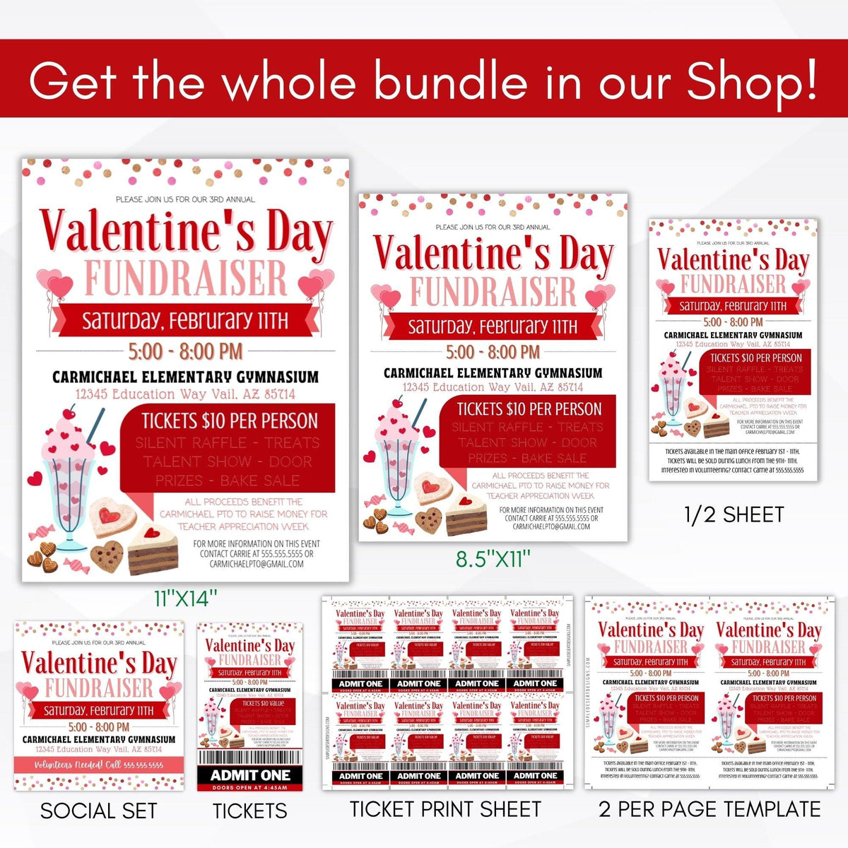 Valentine's Day Fundraiser Flyer Template - Simple Desert Designs