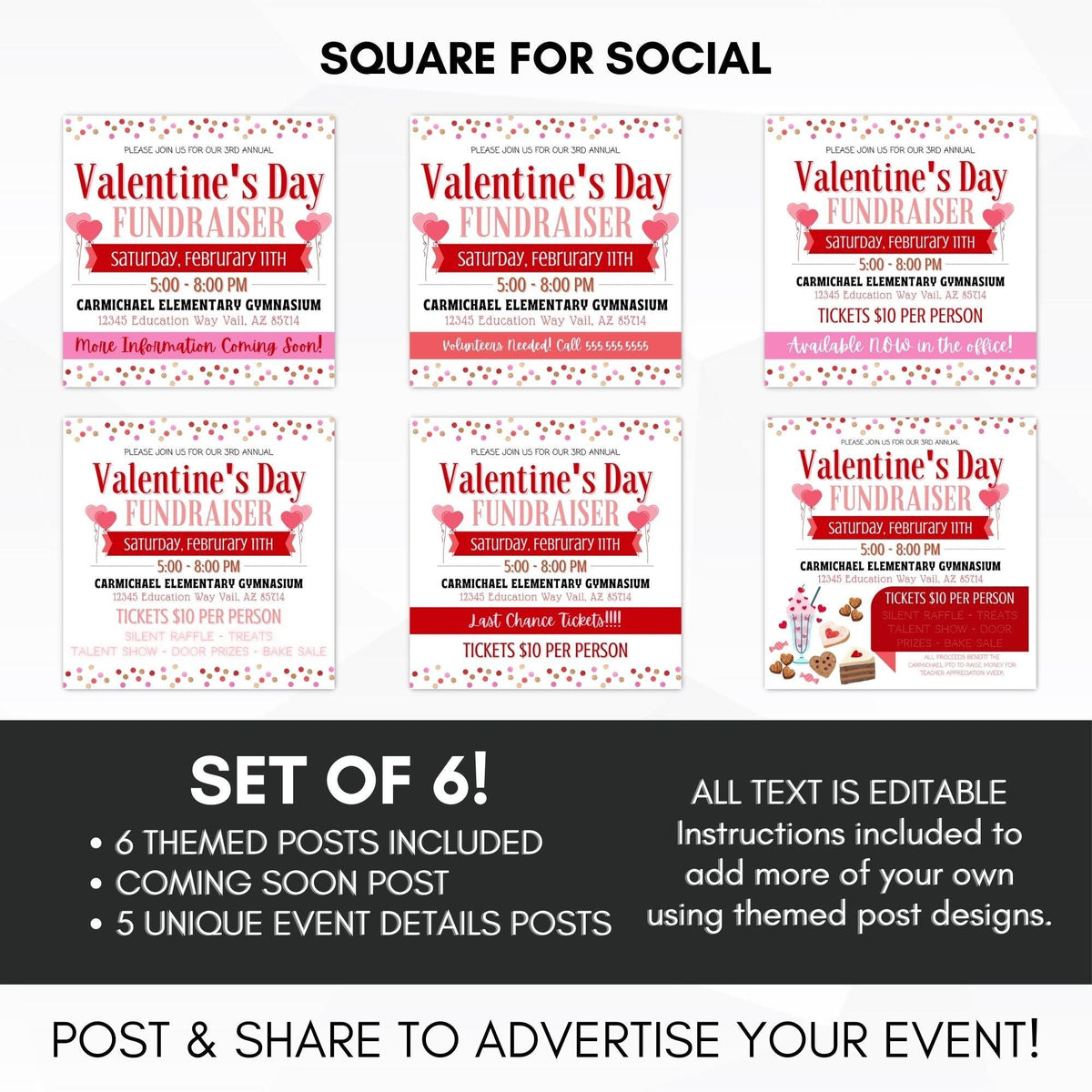 Valentine's Day Fundraiser Flyer & Ticket Bundle - Simple Desert Designs