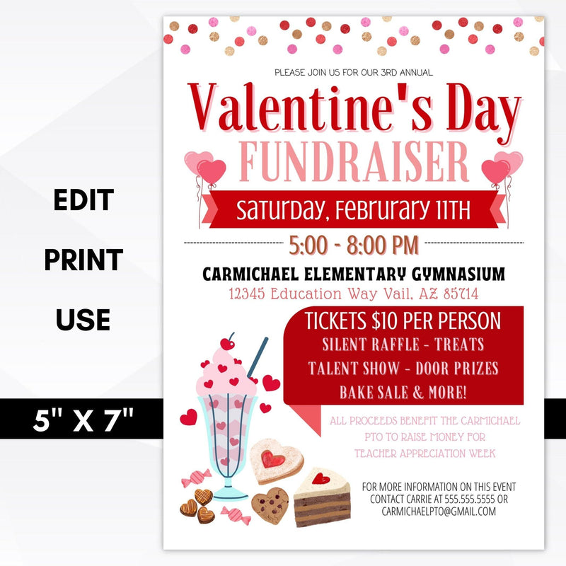 Valentines Day Fundraiser Invitation Editable