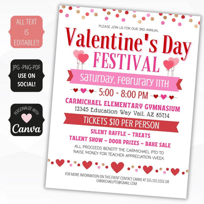 Valentine's Day festival invitation editable
