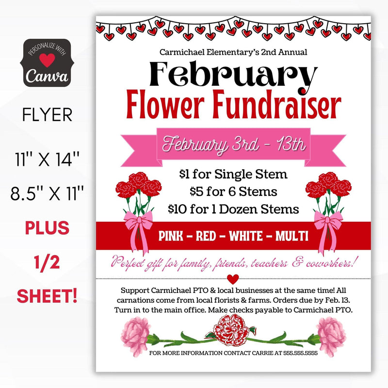 valentines flower fundraiser flyer