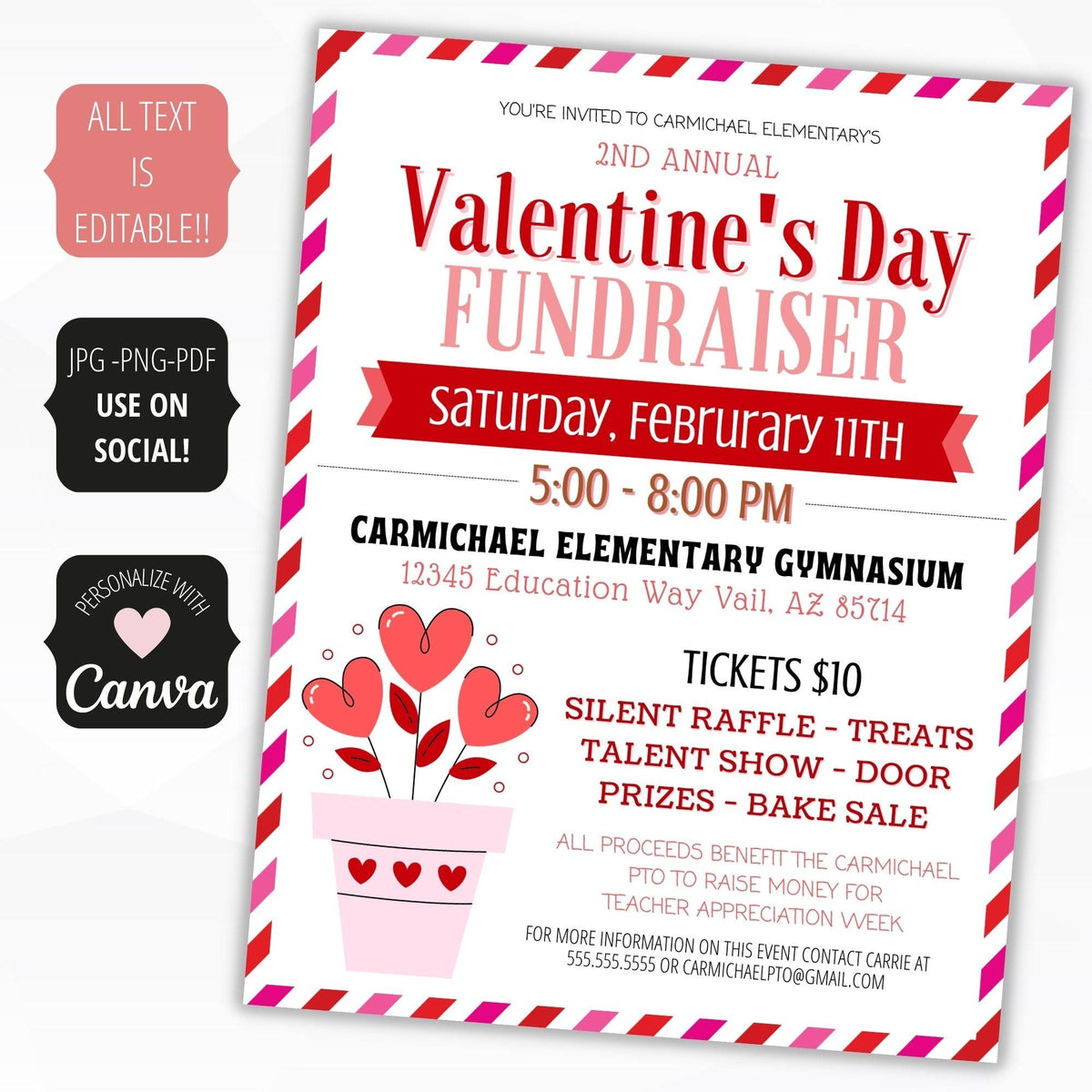 Valentine Fundraiser Flyer Template - Simple Desert Designs
