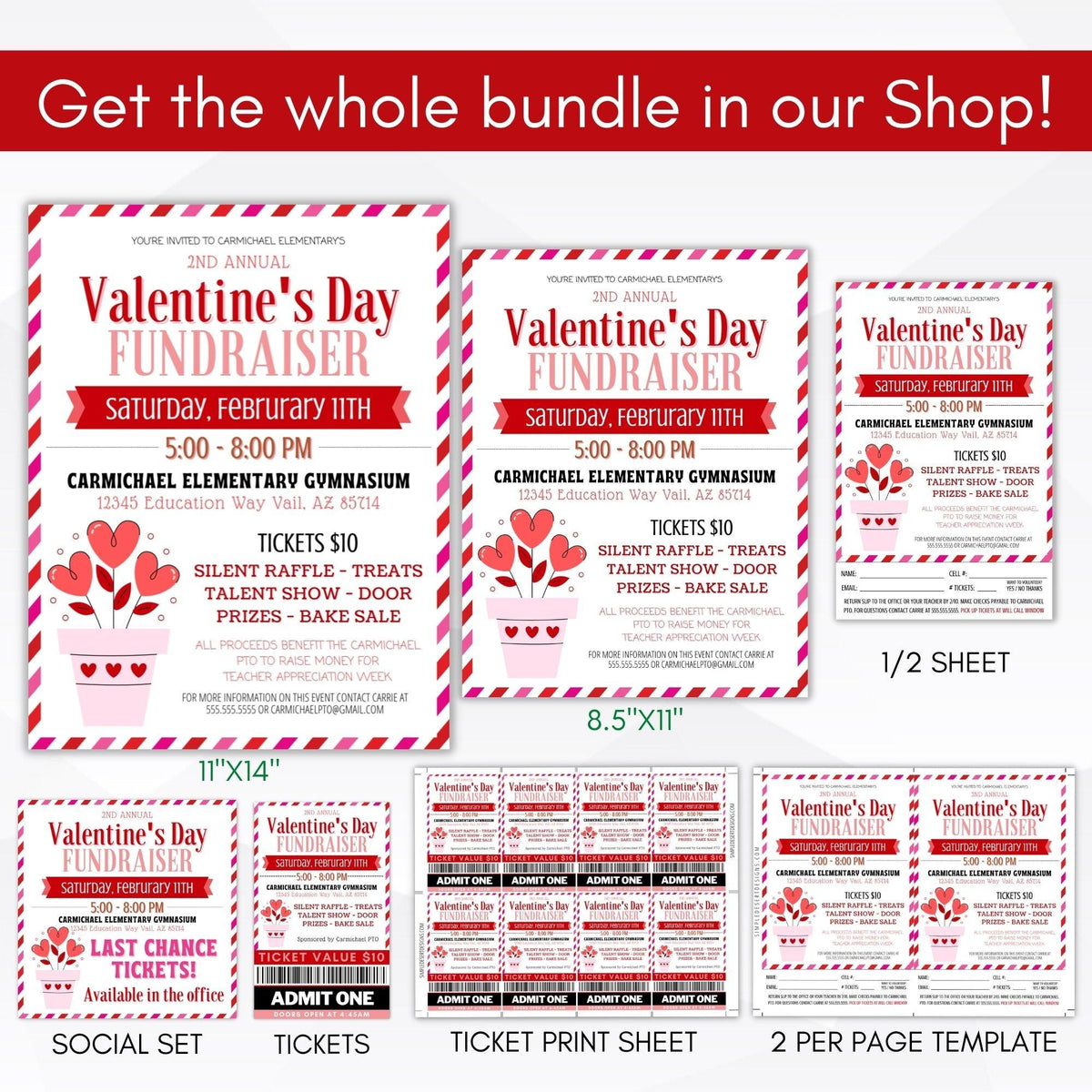 Valentine Fundraiser Flyer Template - Simple Desert Designs