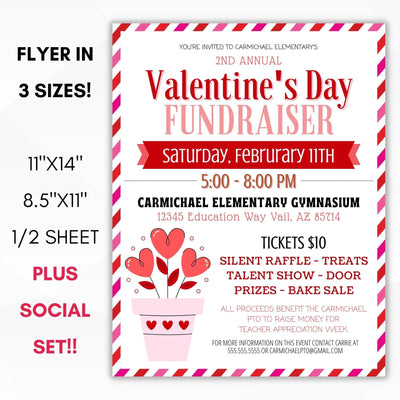 valentines day fundraiser flyer set