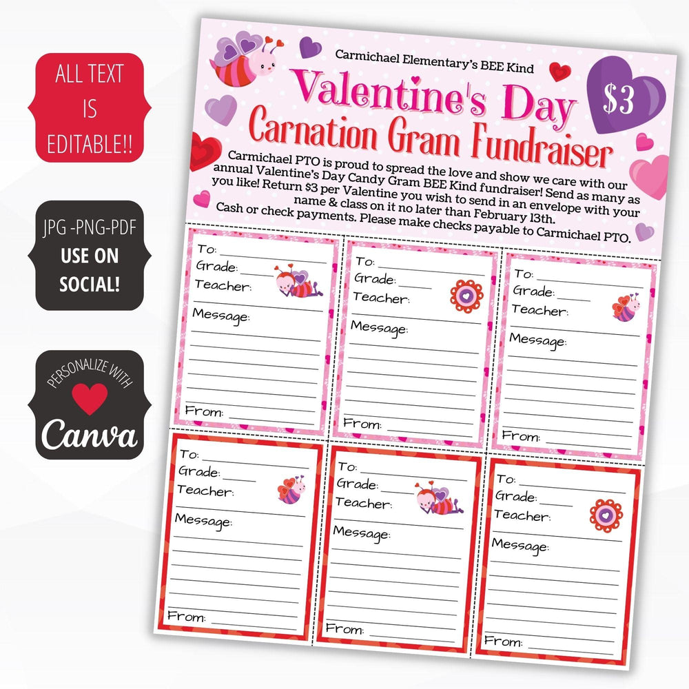 Valentine’s Carnation Gram Flyer Template - Simple Desert Designs