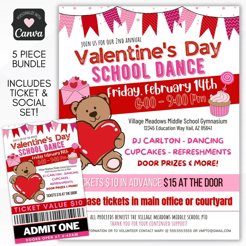 valentines school dance flyer invitation