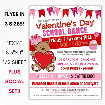 valentine's day school dance flyer