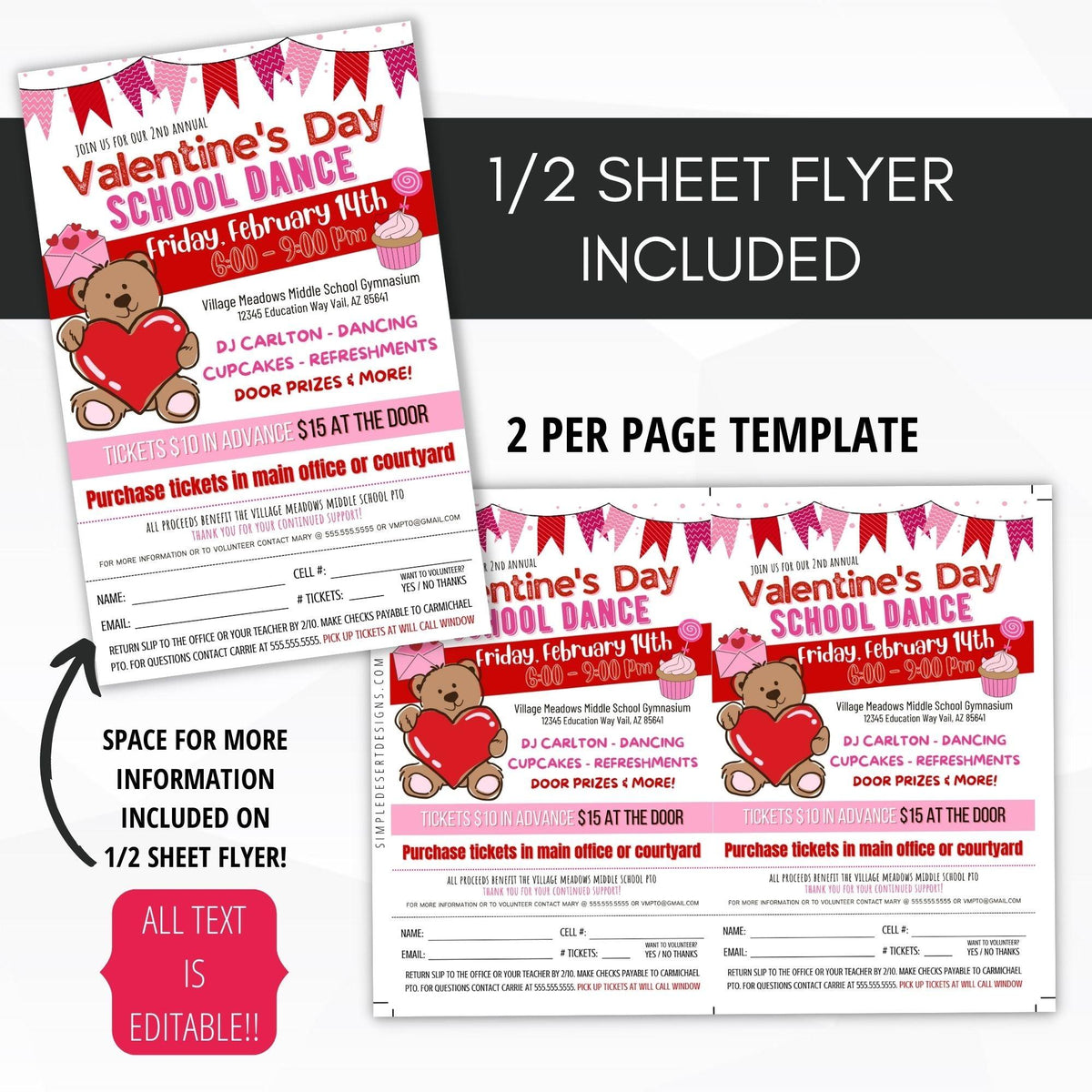 Valentine Dance Flyer & Ticket Bundle - Simple Desert Designs