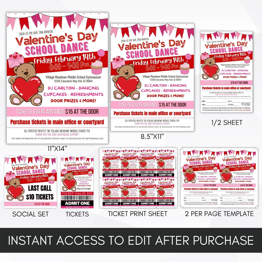 Valentine Dance Flyer & Ticket Bundle - Simple Desert Designs