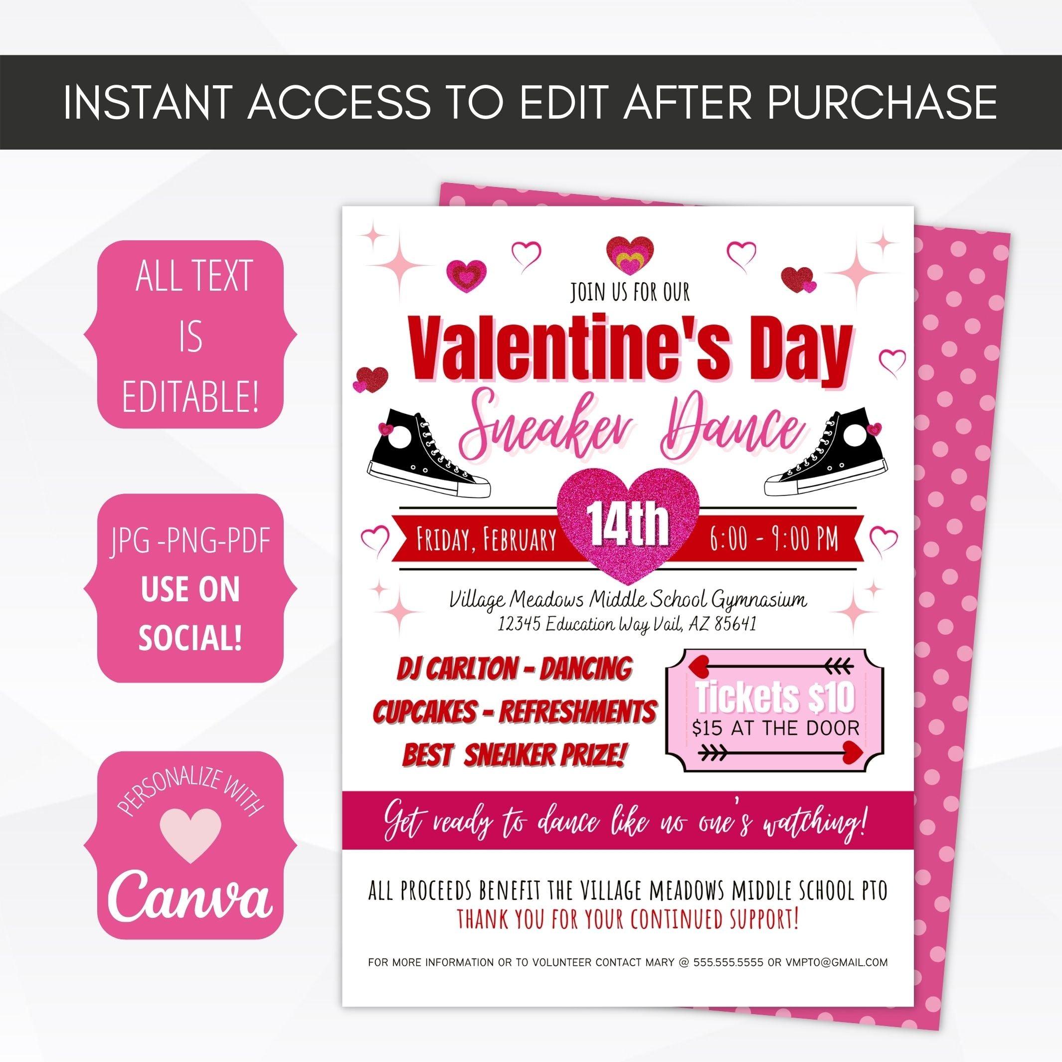 Valentine's day sneaker dance invitation