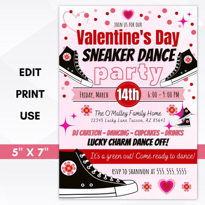 valentines sneaker dance party invite