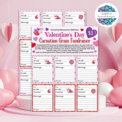 customizable valentines candy gram fundraiser flyer sheets for schools