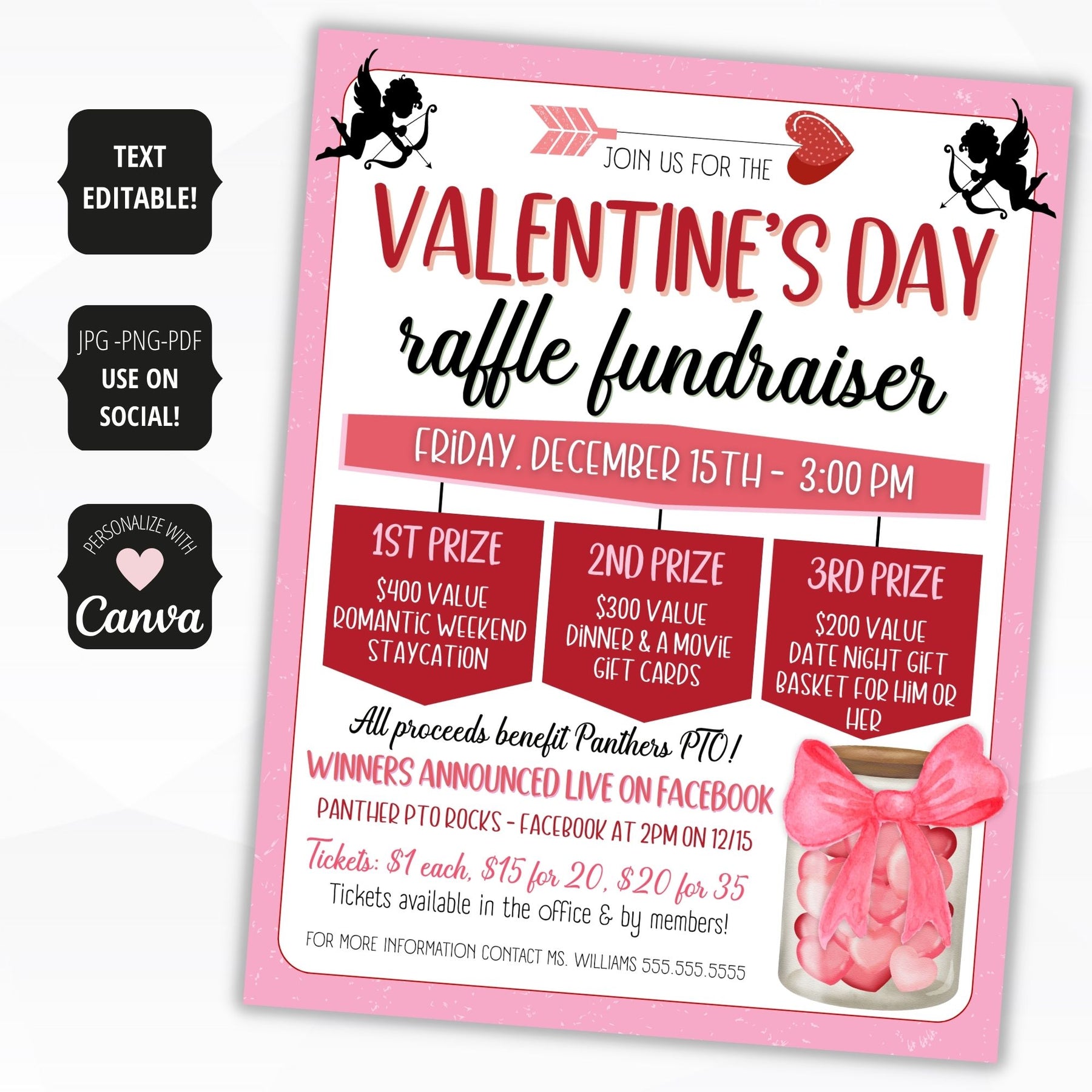 Valentines Raffle Fundraiser Flyer Bundle – Simple Desert Designs