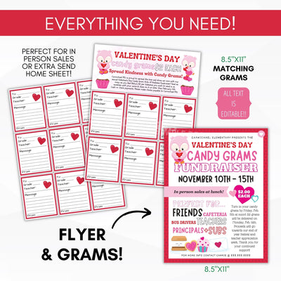 valentines candy gram fundraiser bundle for schools and work