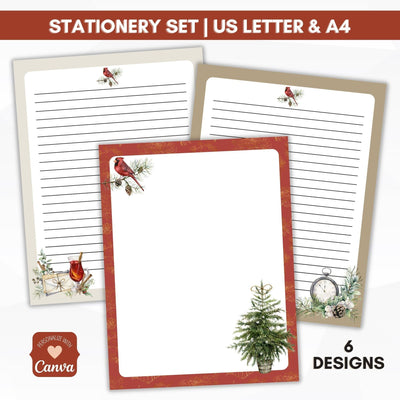 cardinal christmas stationery journal paper lined and unlined