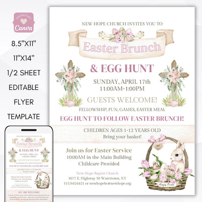 Vintage Easter brunch invitation flyer