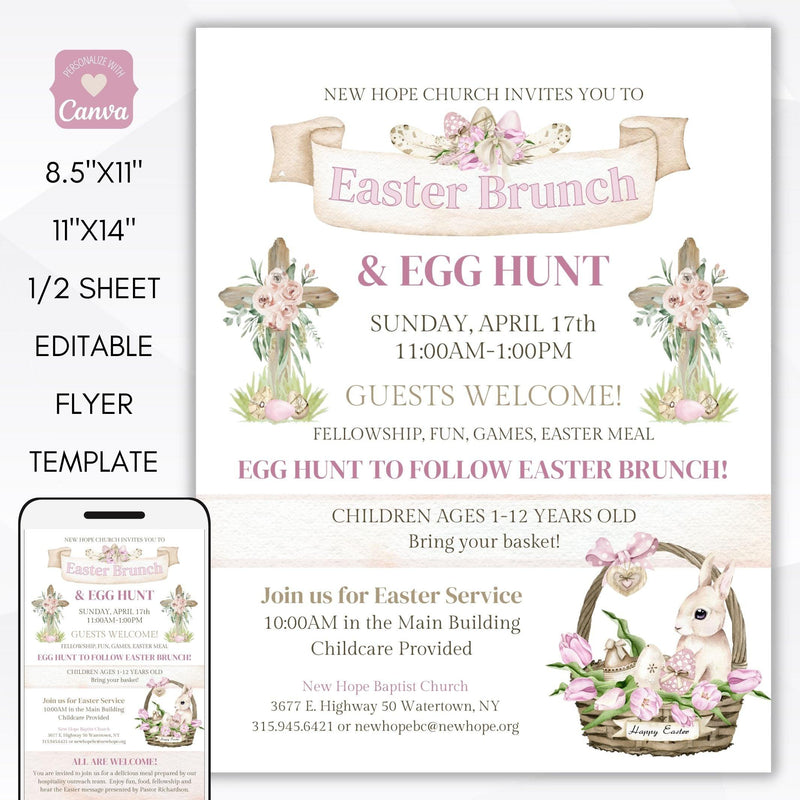 Vintage Easter brunch invitation flyer