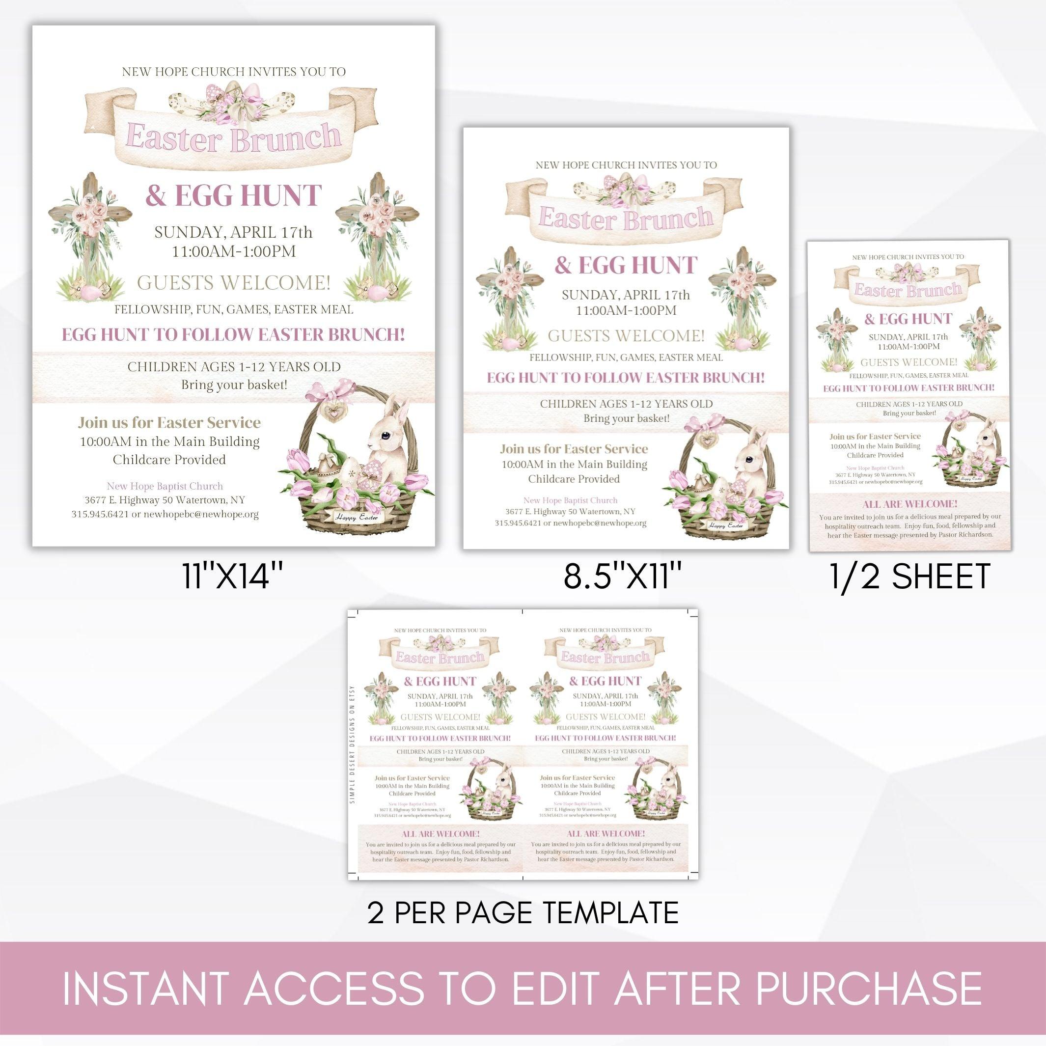 editable religious Easter brunch event invitations