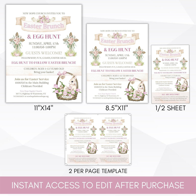 editable religious Easter brunch event invitations