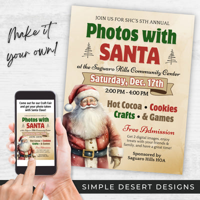 customizable winter photos with santa claus event flyers