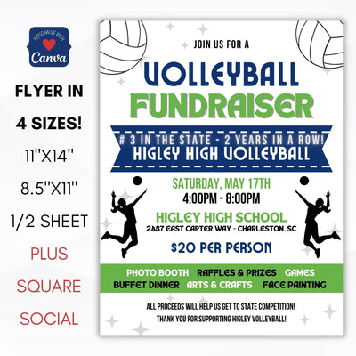 volleyball team banquet volleyball invite for school athletic fundraising event