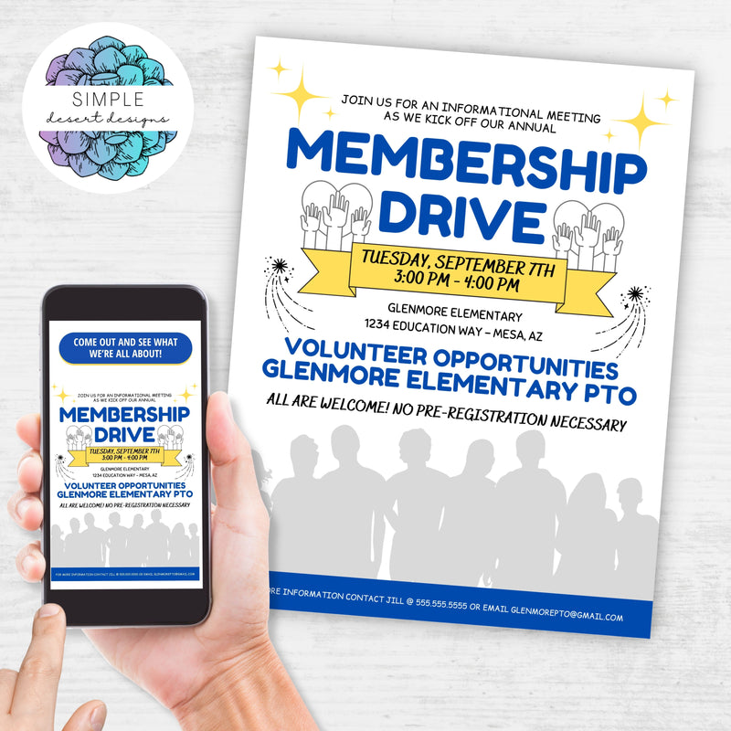 customizable volunteer recruitment flyers for membership drive invitations