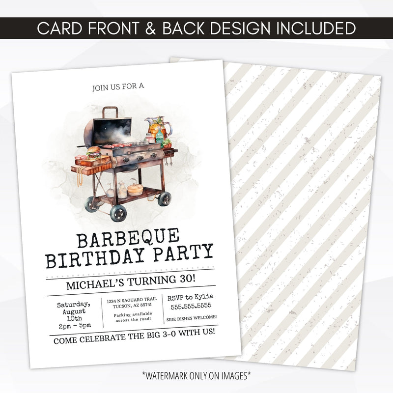 Modern Barbeque Birthday Party Invitation