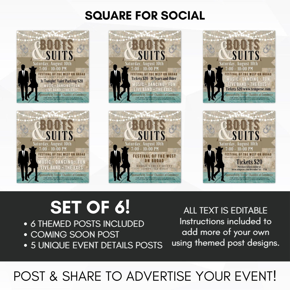 Western Barn Dance Flyer Template Bundle - Simple Desert Designs
