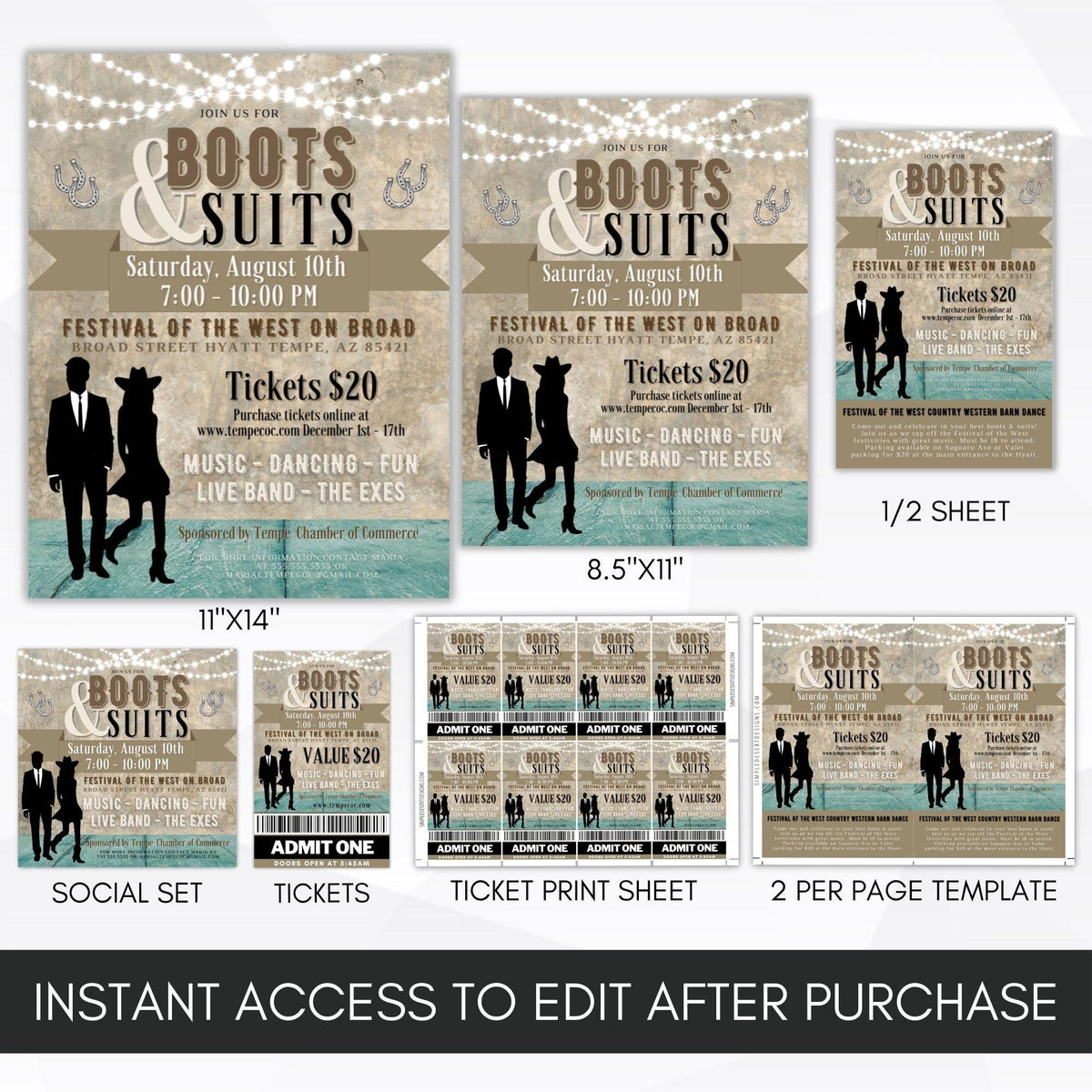 Western Barn Dance Flyer Template Bundle - Simple Desert Designs