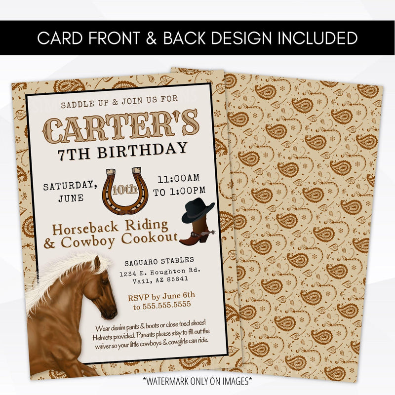 rodeo theme birthday party invitations