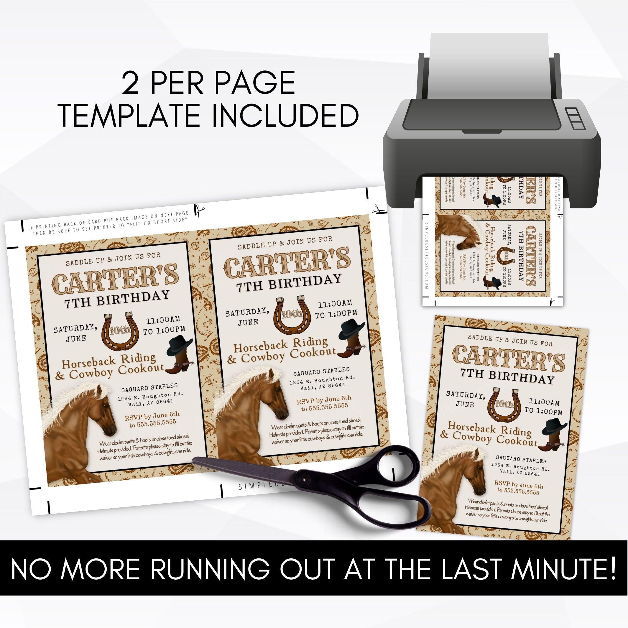 horse theme birthday party invitations