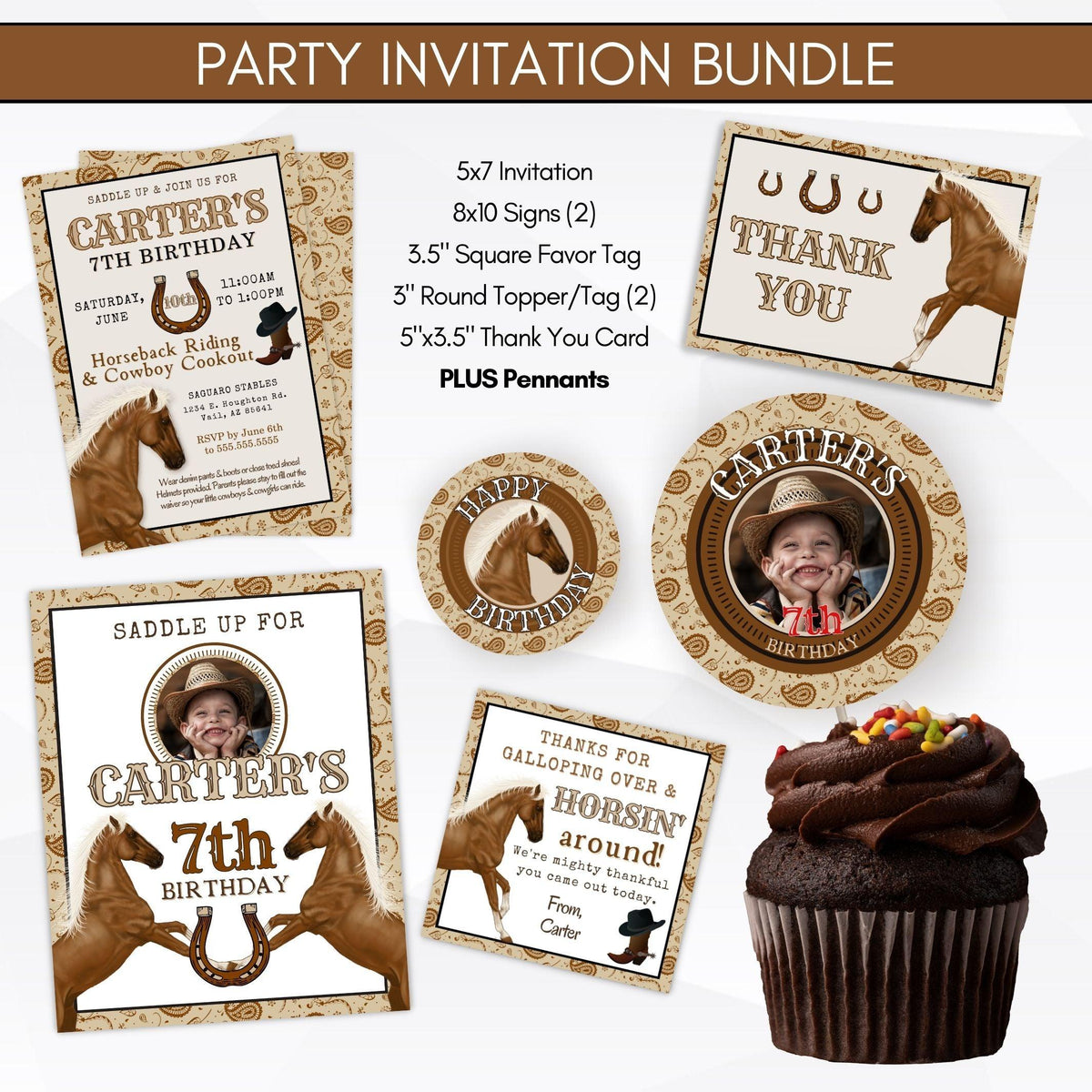 Western Birthday Invitation Bundle - Simple Desert Designs