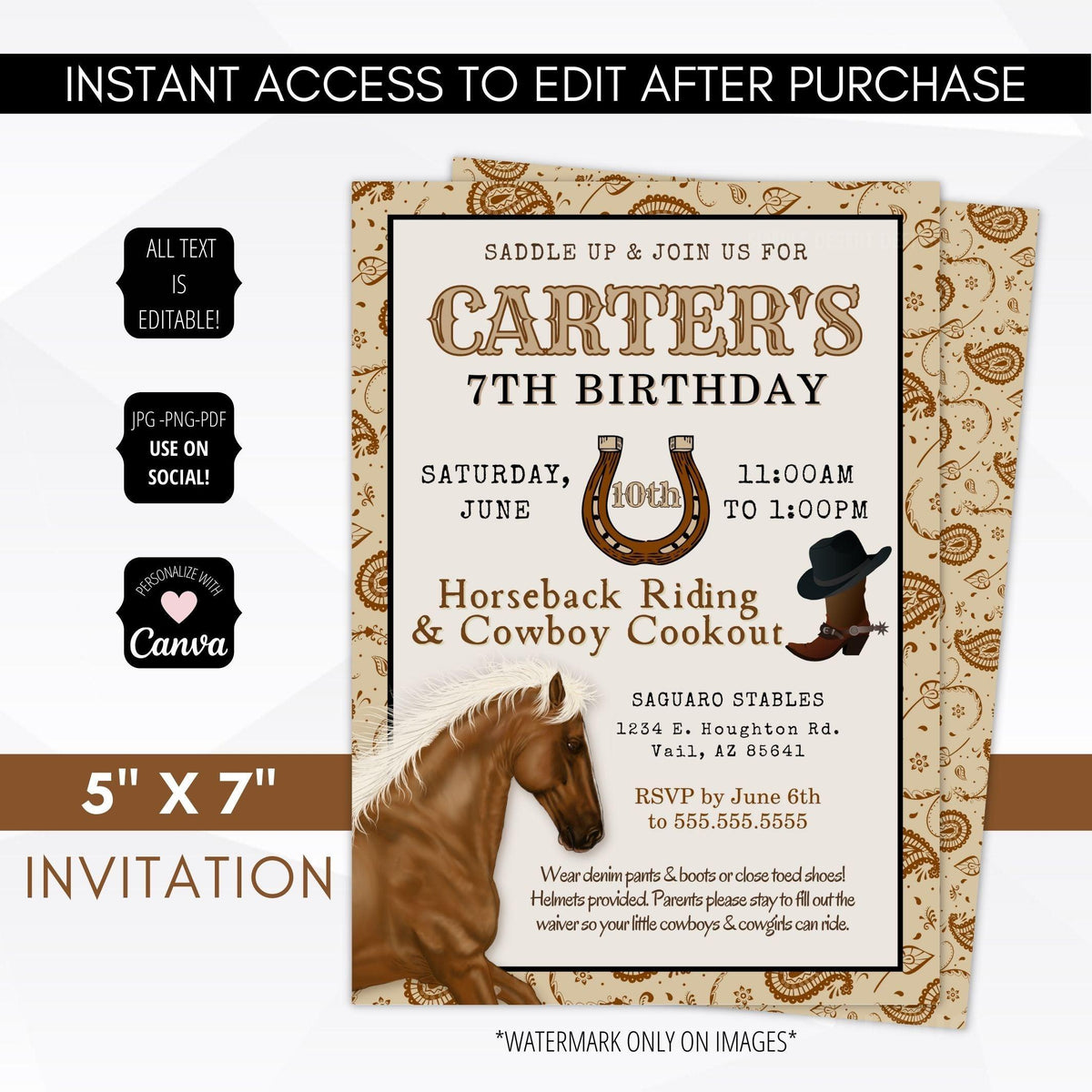 Western Birthday Invitation Bundle - Simple Desert Designs