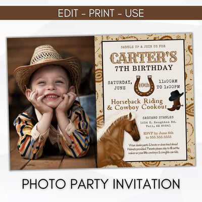 Western birthday party invitations