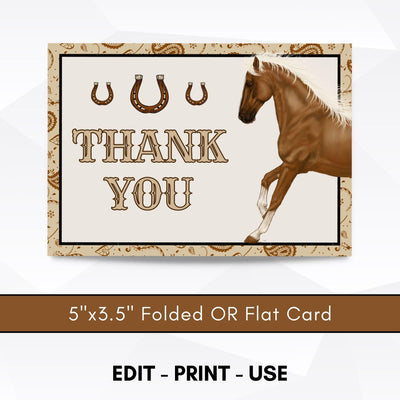 Western birthday party thank you cards