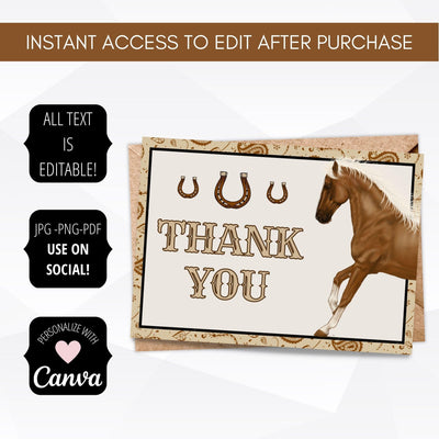 rodeo theme thank you cards