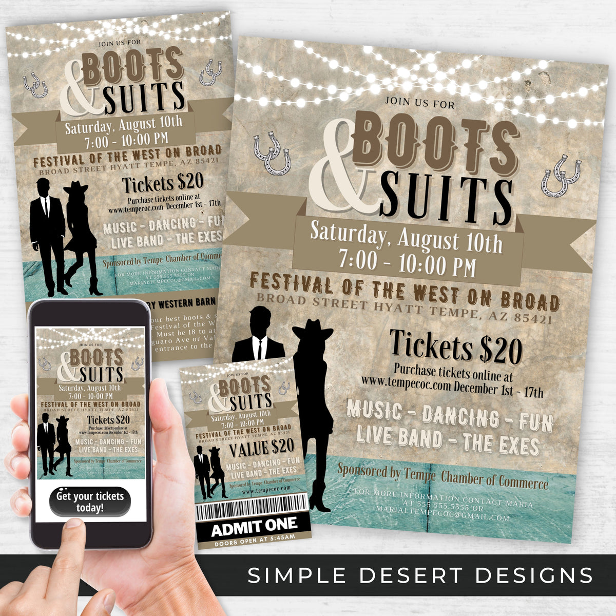 Western Barn Dance Flyer Template Bundle - Simple Desert Designs