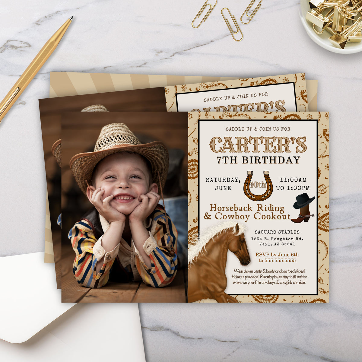 Western Photo Birthday Invitation Template - Simple Desert Designs