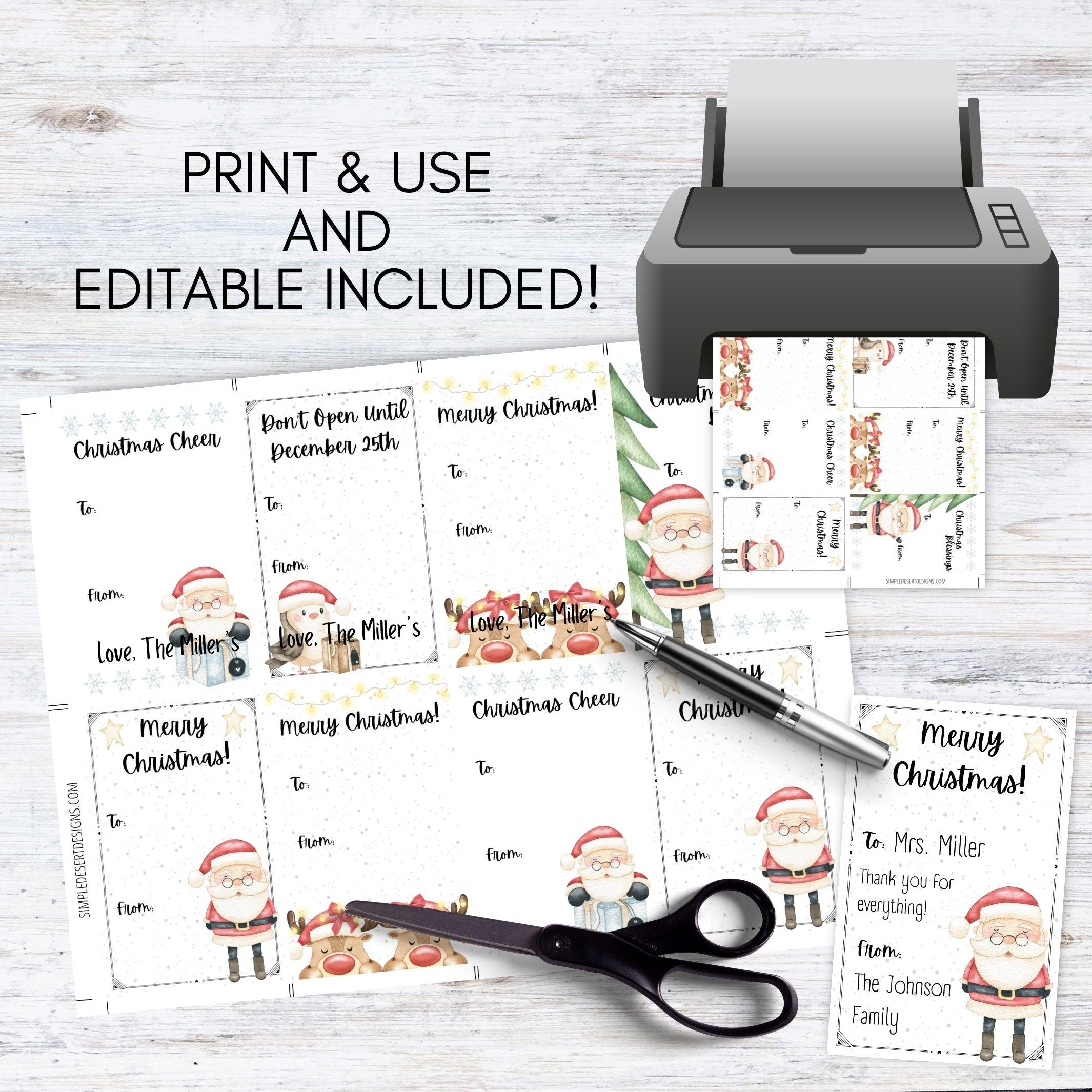 Editable holiday gift tag set