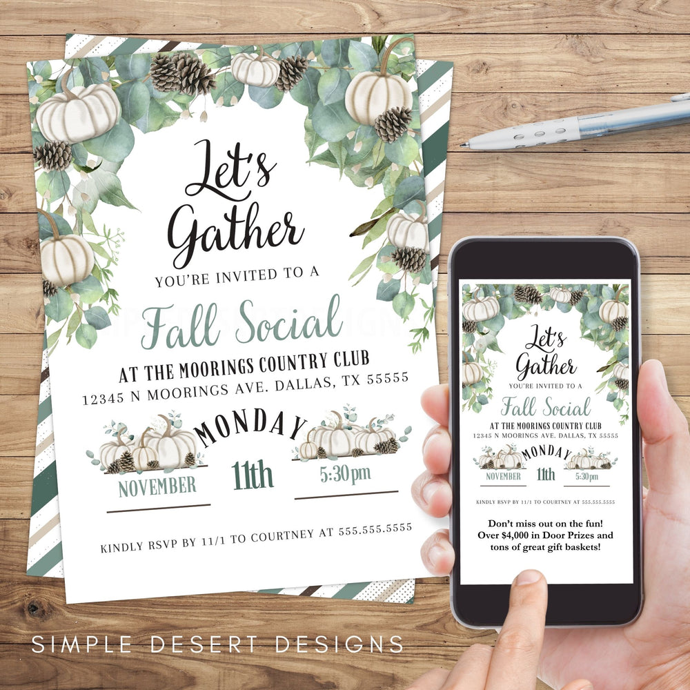 Fall Thanksgiving Invitation Template - Simple Desert Designs