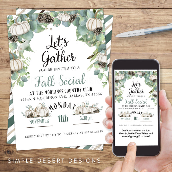 Fall Thanksgiving Invitation Template - Simple Desert Designs