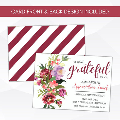 we are grateful for you appreciation luncheon brunch dinner event invitation floral wildflowers