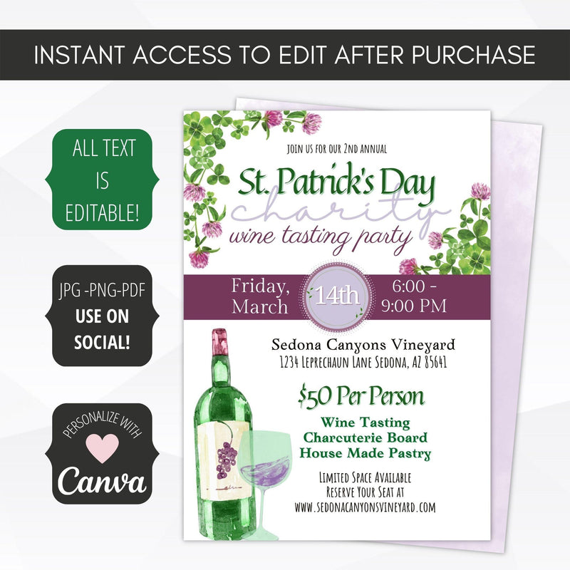 elegant st patricks dinner party invitation