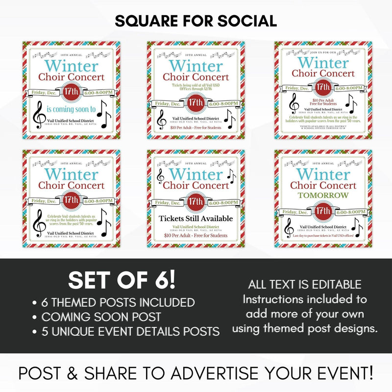 editable holiday band concert flyer bundle