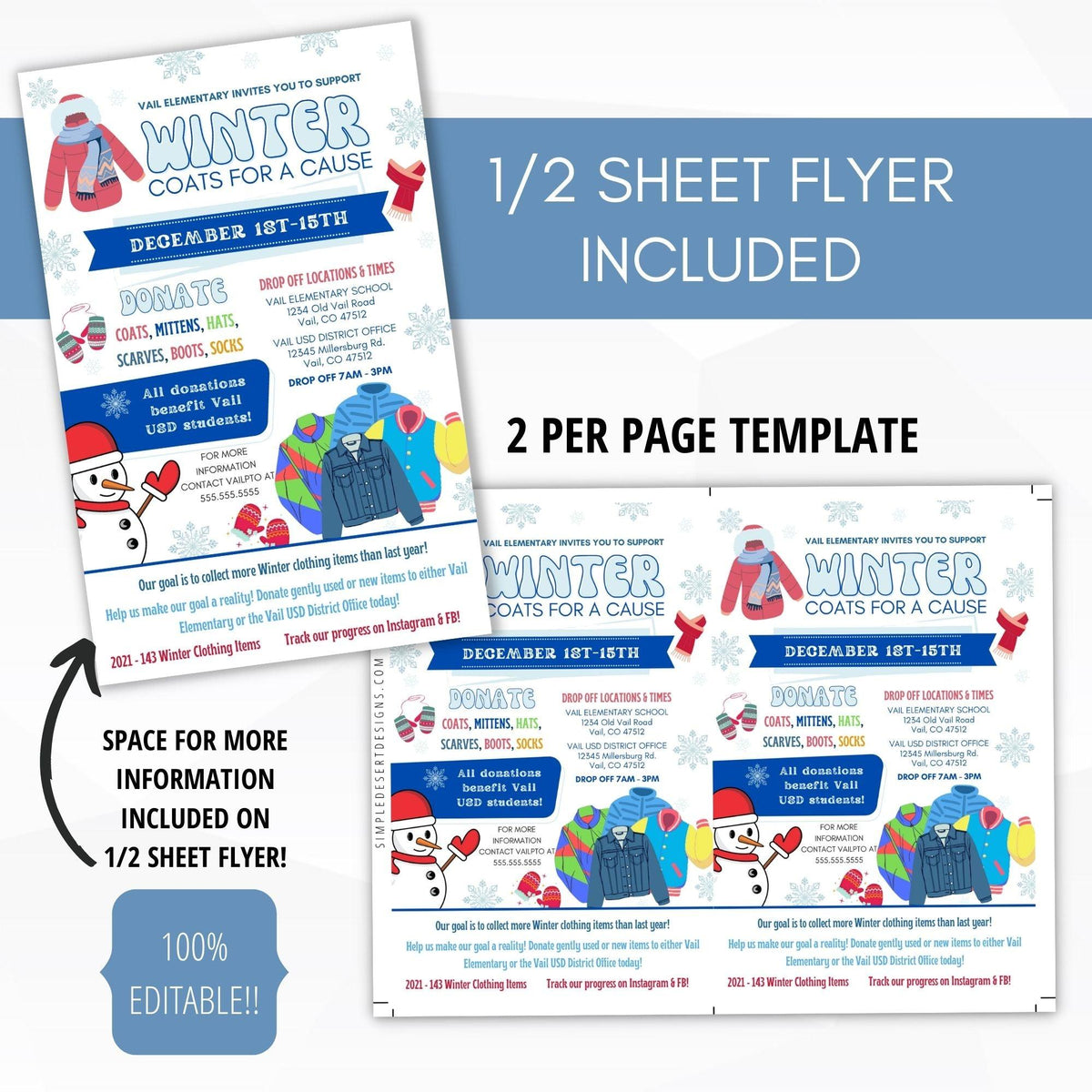 Winter Coat Drive Flyer Bundle - Simple Desert Designs