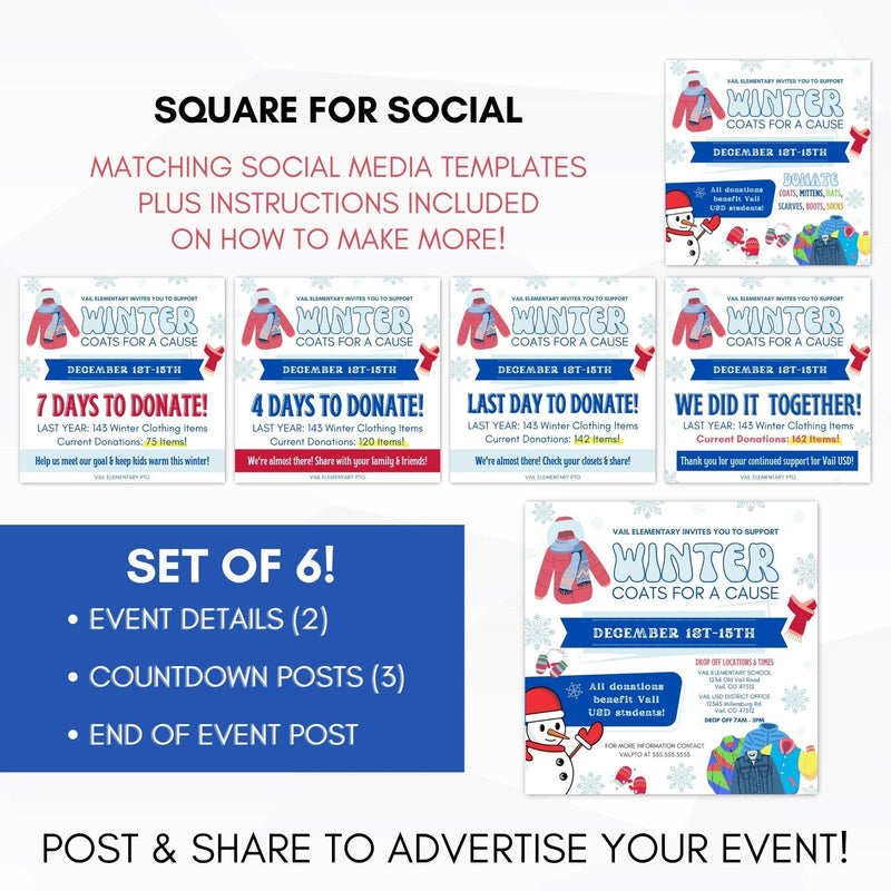 Winter Coat Drive Flyer Bundle - Simple Desert Designs