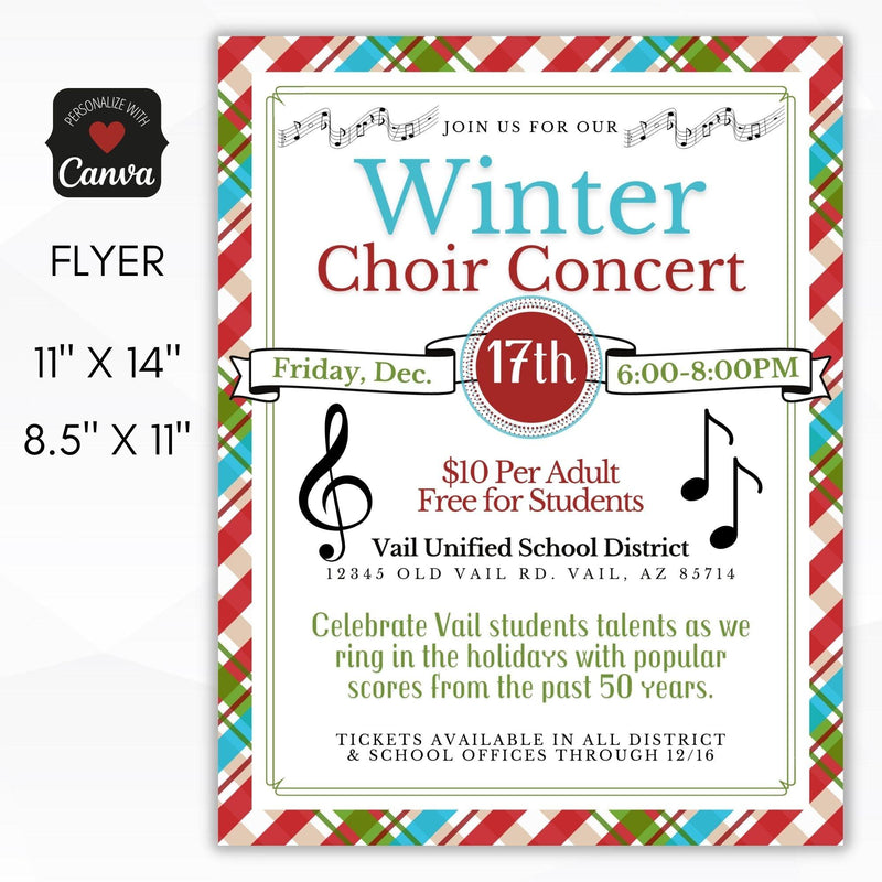 winter choir concert invitation holiday Christmas