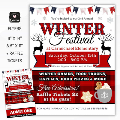 unique winter festival flyer and ticket template